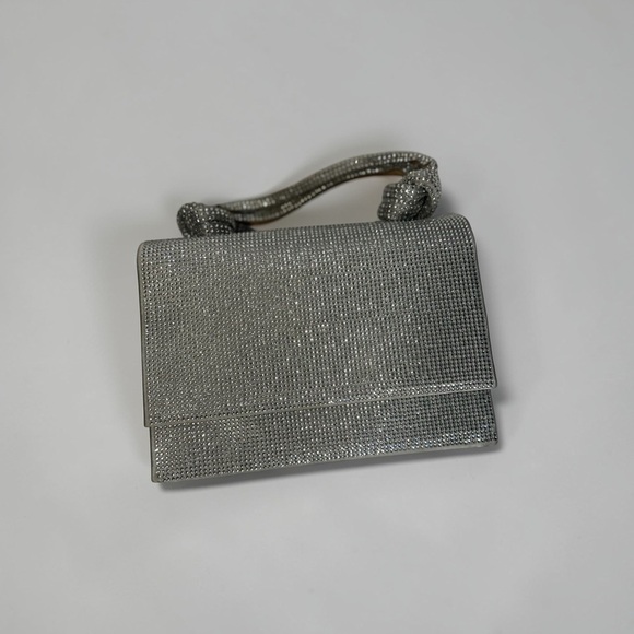 Zara Handbags - ZARA Rhinestone Clutch Silver Sparkly Evening Bag Chain Strap special occasion